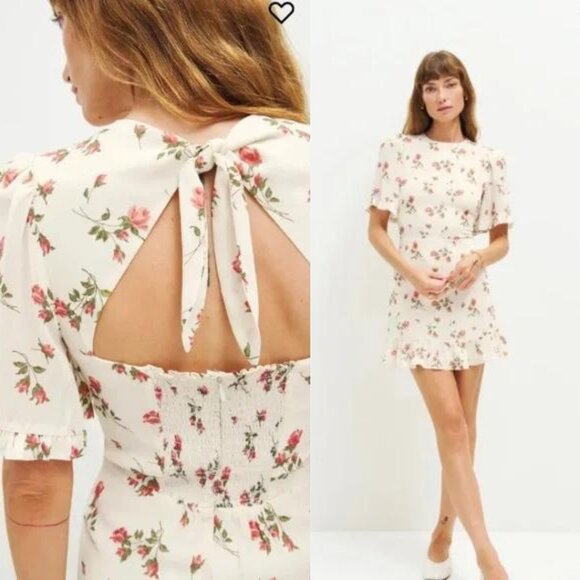 Reformation | Alaina Floral Ruffle‎ Mini Dress in Florence - Picture 2 of 11